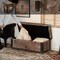 Vintiquewise Wooden Storage Trunk Bench with Black Metal Accents Rustic Blanket & Linen Chest Decorative Organizer Entryway Seating Shoe Station or Bedroom Use for Pillows Throws and Extra Beddings